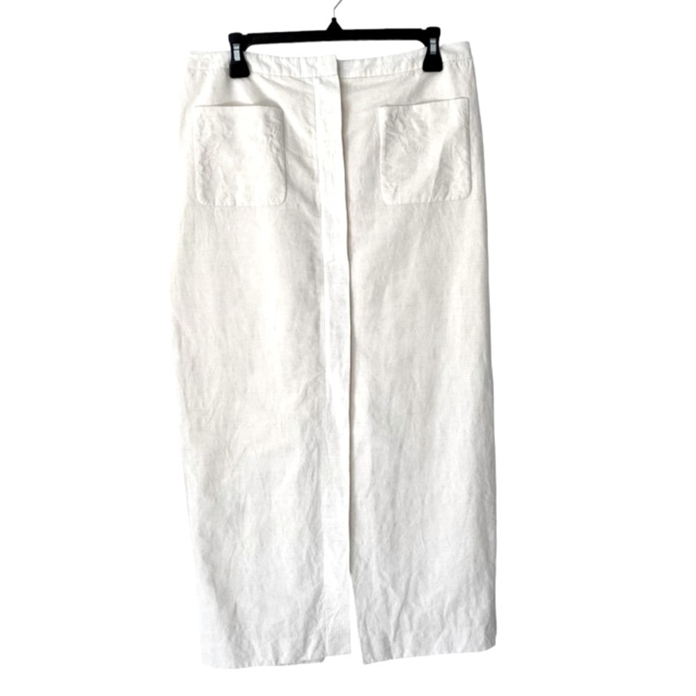 Ann Mashburn Linen Silk Blend Cream Ivory Slit Midi Skirt size 10